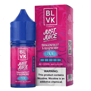 Compre LÍQUIDO DRAGONFRUIT & RASPBERRY da BLVK/Just Juice: sabor frutado, frescor ice, praticidade para seu pod. Confira agora!