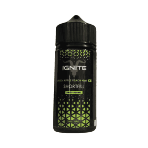 LÍQUIDO GREEN APPLE PEACH: kiwi, gelo, sabor frutado, frescor intenso e qualidade Ignite para uma experiência marcante no vape.