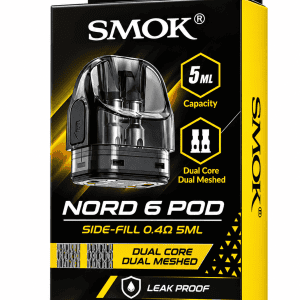 SMOK NORD 6 POD: malha dupla, núcleo duplo, reposição prática, vapor consistente, sabor intenso para seu dispositivo. Compre online.