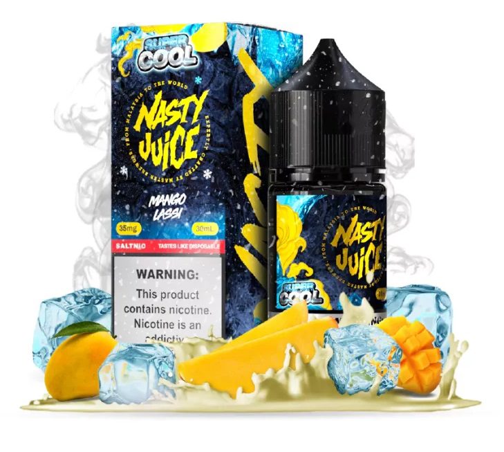 8ee7210e62e072ab6c9e903d972ca68d.jpg Conheça o LÍQUIDO MANGO LASSI NICSALT da Nasty Super Cool: sabor tropical, cremosidade marcante e frescor ideal para seu pod compatível.
